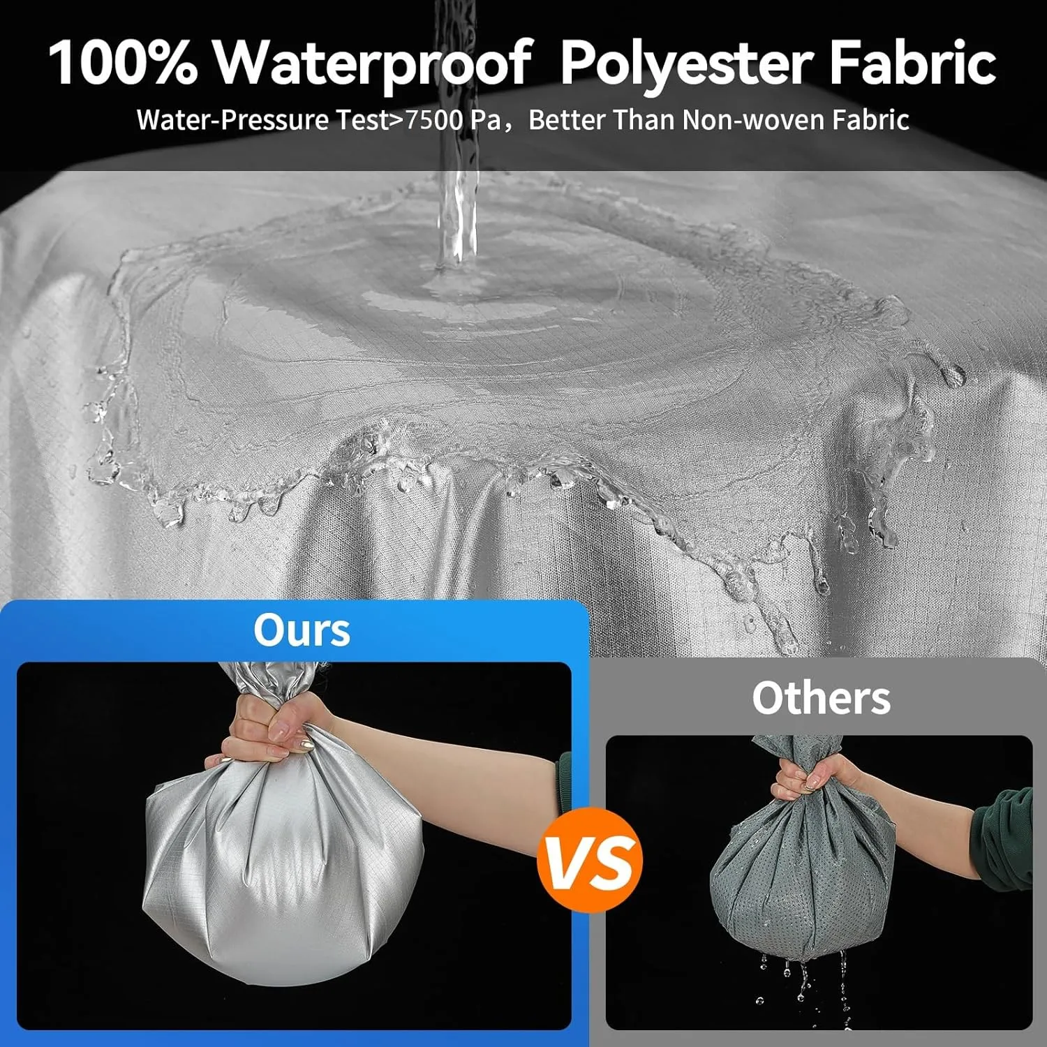 Anti-UV Pop Up Folding Camper Cover Upgraded Ripstop Fit 8'-10' with Storage Bag, Waterproof Breathable Trailerable Tent Trailer Cover with Windproof 5 2 Straps
