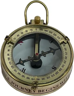 Antique Brass Dispenser Compass with Leather Case – Vintage Maritime Navigation Compass for Travel, Hiking, Gifting & Décor
