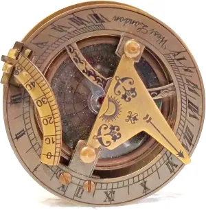 Antique Brass Sundial Compass, 2.05 inch Working Directional Astrolabe, Brown