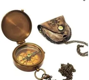 Antique Pocket Compass with Leather Case Brass Compass Handmade Gift Antique Brass Pocket Compasses Vintage Brass Compass Nautical Navigational Compass