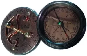 Antique Pocket Style Compass Sundial Marine Working Magnetic Instrument Gift for Traveling Hikking Tracking Compass Gift Item for Men and Women