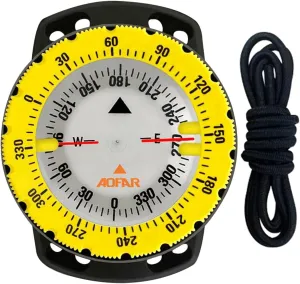 AOFAR Dive Compass AF-Q60B Waterproof, Durable, Compact. Drawstring Style Compass for Sailing, Diving, Drawstring Style