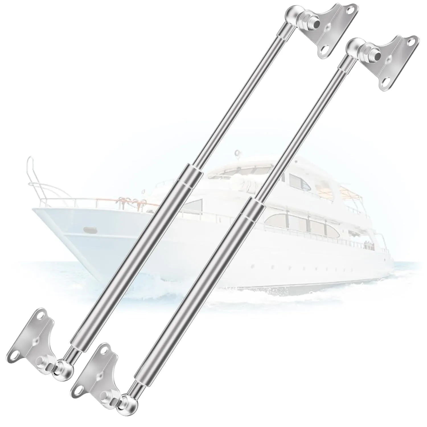 ARANA Stainless Gas Struts 15 inch 10lbs, Marine Gas Struts 15 inch 44N with Brackets, Hydraulic Lift Support Hinges for Light Duty Cabinet Door Lid Tool Storage Box(Fit 8-11lb Lid), 2 Pcs