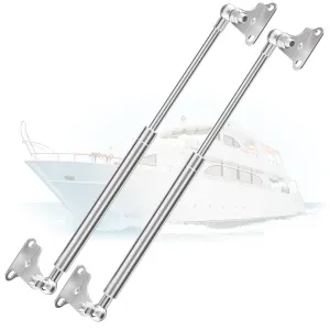 ARANA Stainless Gas Struts 15 inch 10lbs, Marine Gas Struts 15 inch 44N with Brackets, Hydraulic Lift Support Hinges for Light Duty Cabinet Door Lid Tool Storage Box(Fit 8-11lb Lid), 2 Pcs