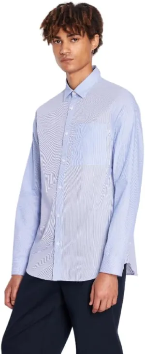 Armani Exchange Men's Regular Fit Yard Dyed Multi Striped Long Sleeve Button Down Woven Shirt