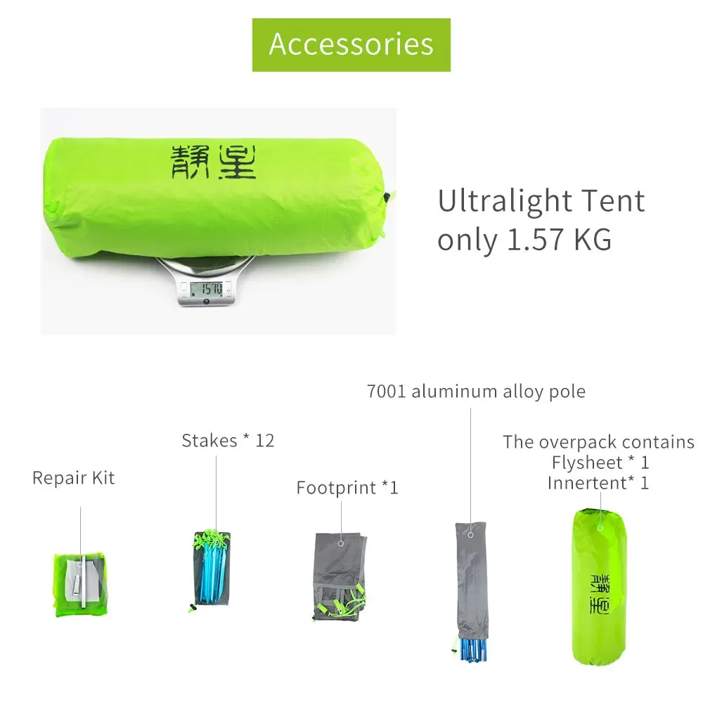 Asta Gear SKYLARKS 2persons Tent 20D Doubleside silicone Windproof Rainproof and UL tent
