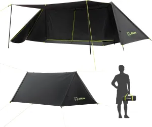 ATEPA Backpacking Outdoor Hiking Tent for Mountaineering Portable, Waterproof Hunting Tent Camp for 1-2 Person with Mosquito Net,Tent Foyer,Carry Bag, Black, 141.7x74.8x43.3 (AT2101_Black-USVC)