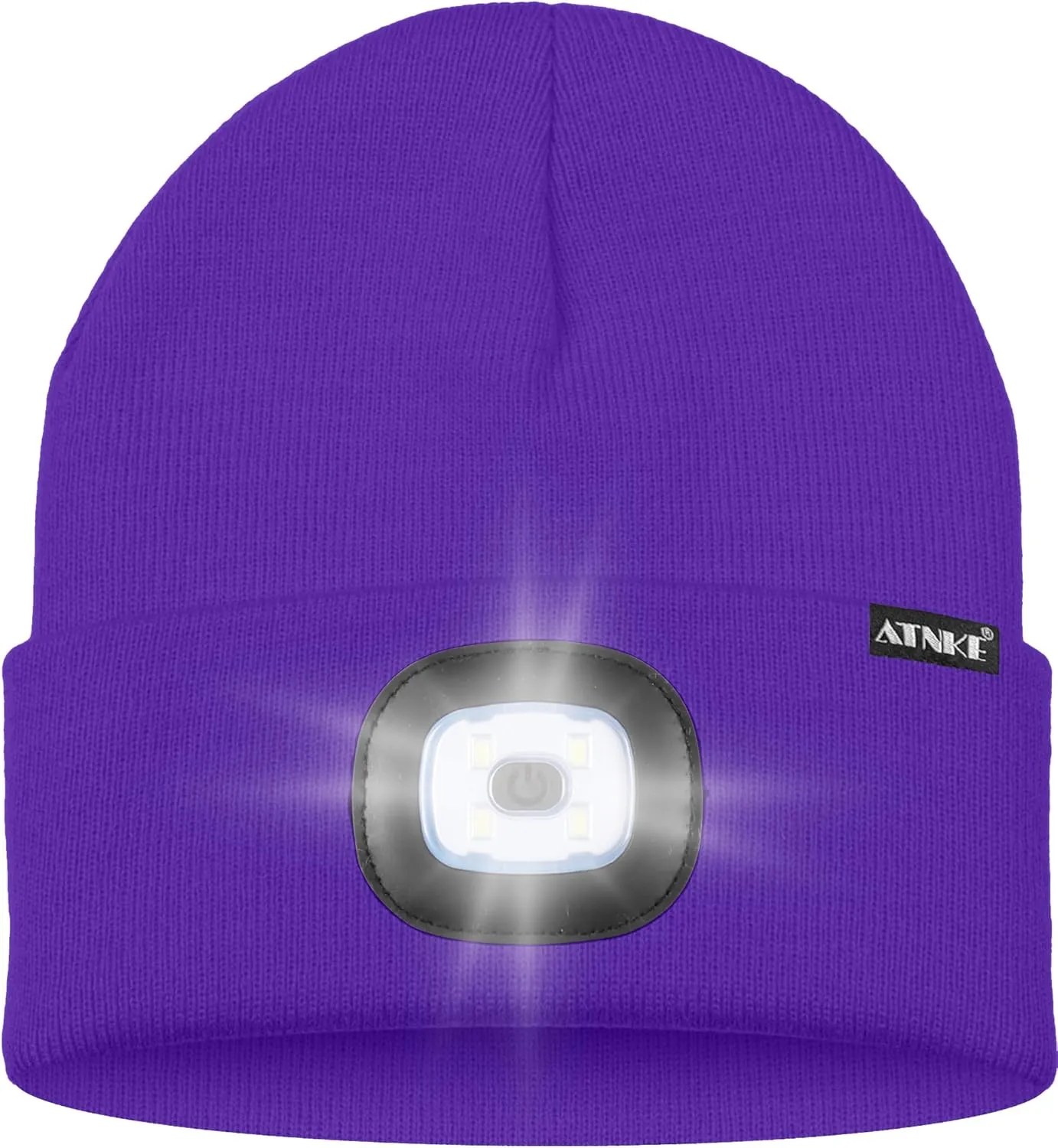 ATNKE 2Pcs LED Lighted Beanie Hat,USB Rechargeable 4 LED Running Headlamp Bright Cap with Light Gifts for Men and Women