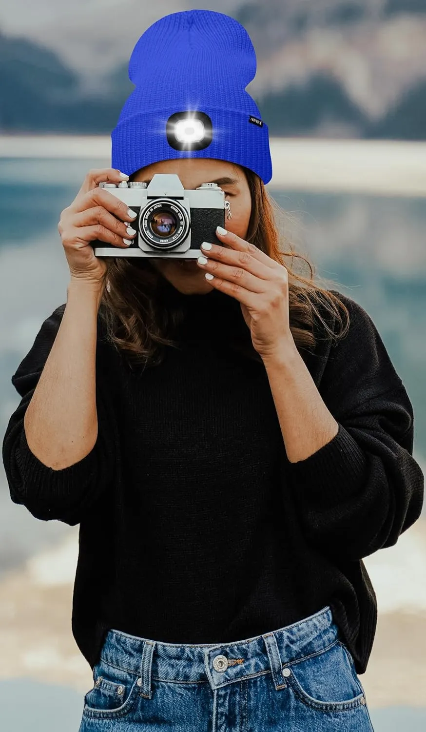 ATNKE LED Beanie with The Light, Unisex USB Rechargeable 4 LED Running Headlamp Bright Caps Gifts for Men Dad and Women