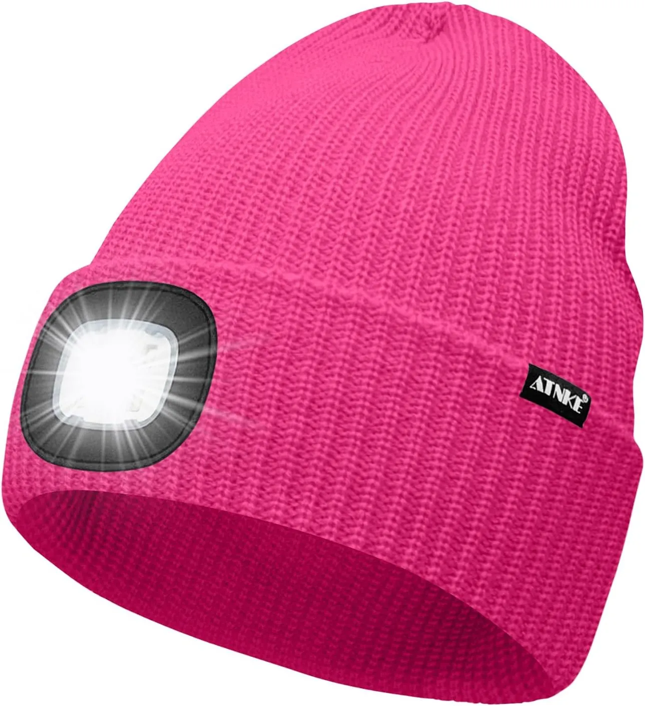 ATNKE LED Beanie with The Light, Unisex USB Rechargeable 4 LED Running Headlamp Bright Caps Gifts for Men Dad and Women