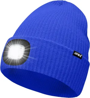 ATNKE LED Beanie with The Light, Unisex USB Rechargeable 4 LED Running Headlamp Bright Caps Gifts for Men Dad and Women