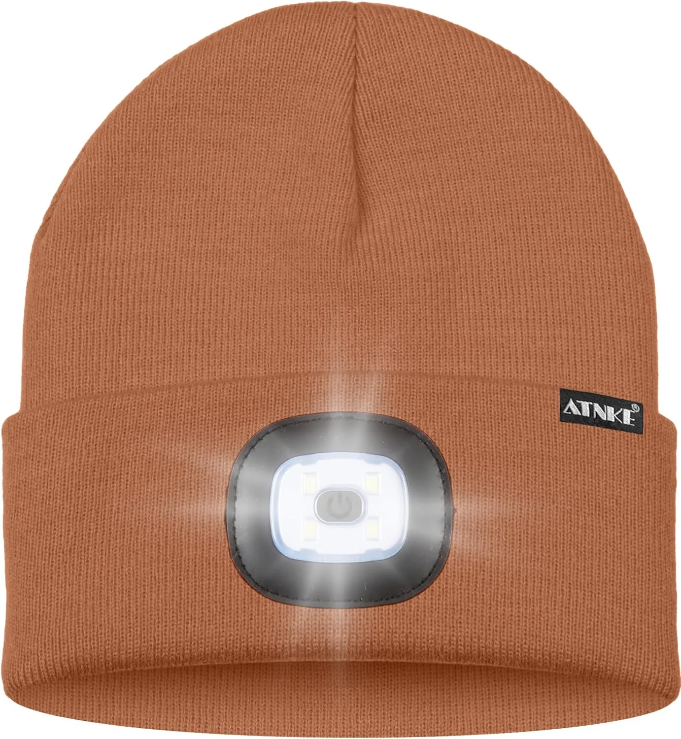 ATNKE LED Beanie with The Light, USB Type C Rechargeable 4 LED Running Headlamp Bright Caps Gifts for Men Dad and Women