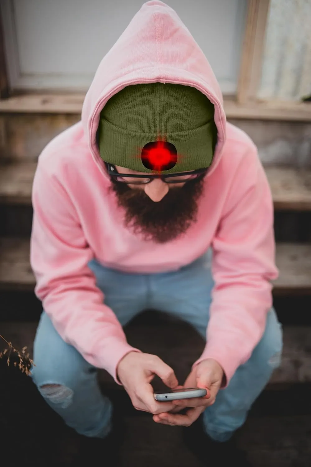 ATNKE LED Lighted Beanie Hat,USB Rechargeable 8 LED Red Glow Flashing Alarm Running Headlamp Cap Gifts for Men and Women
