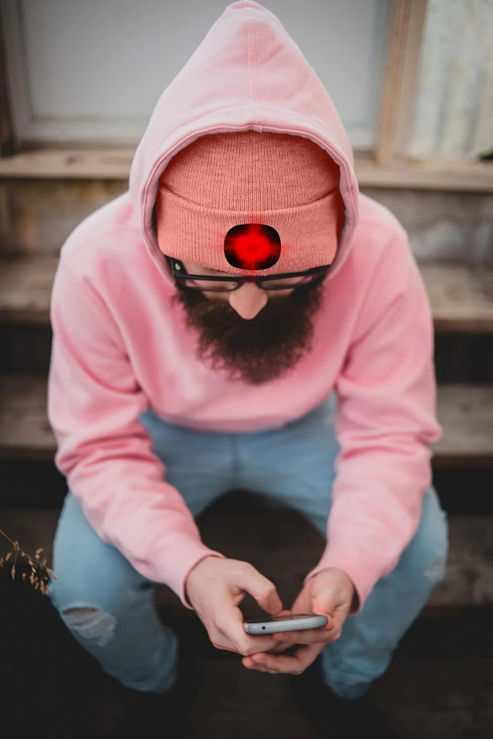 ATNKE LED Lighted Beanie Hat,USB Rechargeable 8 LED Red Glow Flashing Alarm Running Headlamp Cap Gifts for Men and Women