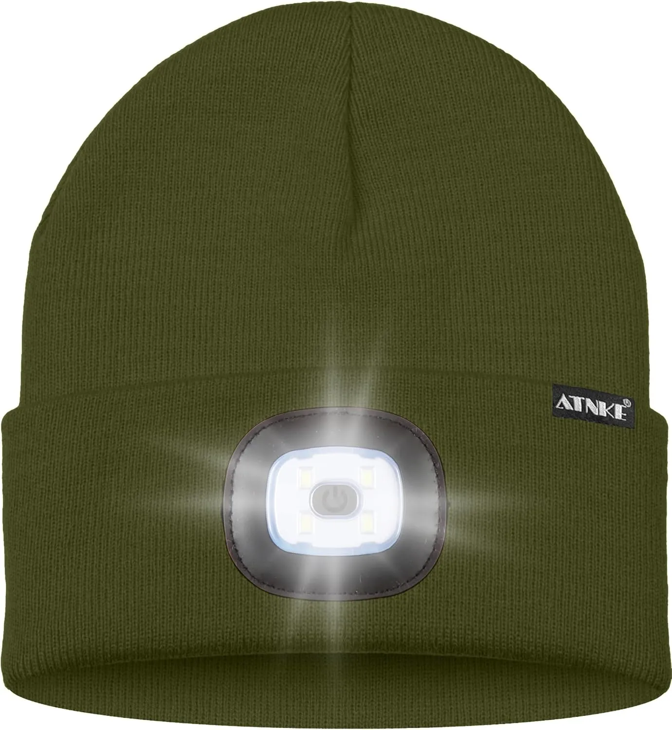 ATNKE LED Lighted Beanie Hat,USB Rechargeable 8 LED Red Glow Flashing Alarm Running Headlamp Cap Gifts for Men and Women