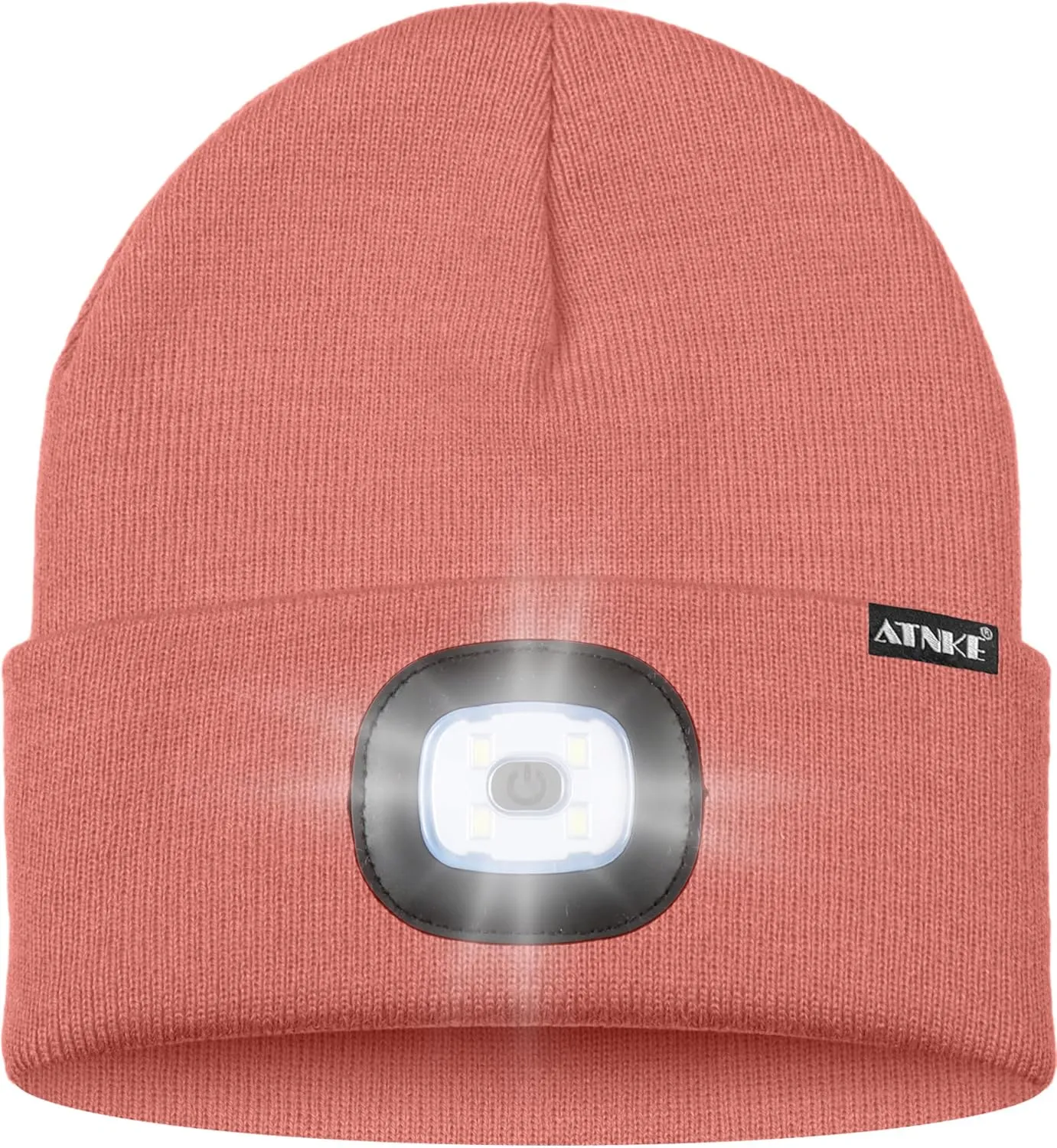 ATNKE LED Lighted Beanie Hat,USB Rechargeable 8 LED Red Glow Flashing Alarm Running Headlamp Cap Gifts for Men and Women