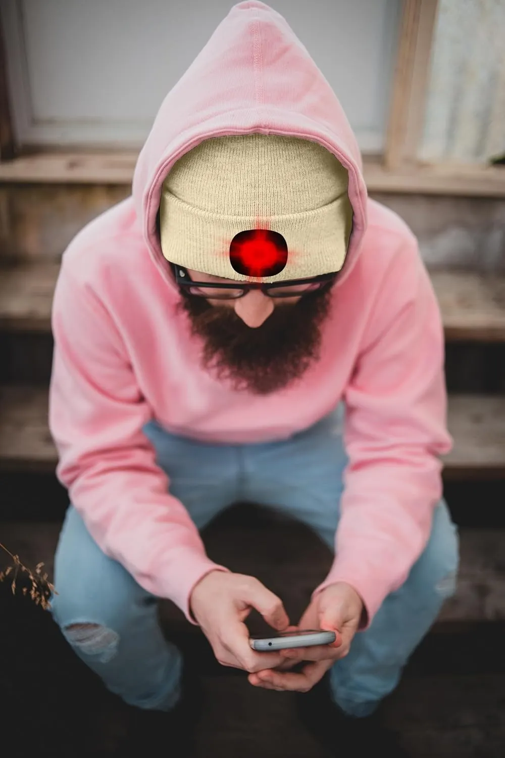 ATNKE LED Lighted Beanie Hat,USB Rechargeable 8 LED Red Glow Flashing Alarm Running Headlamp Cap Gifts for Men and Women