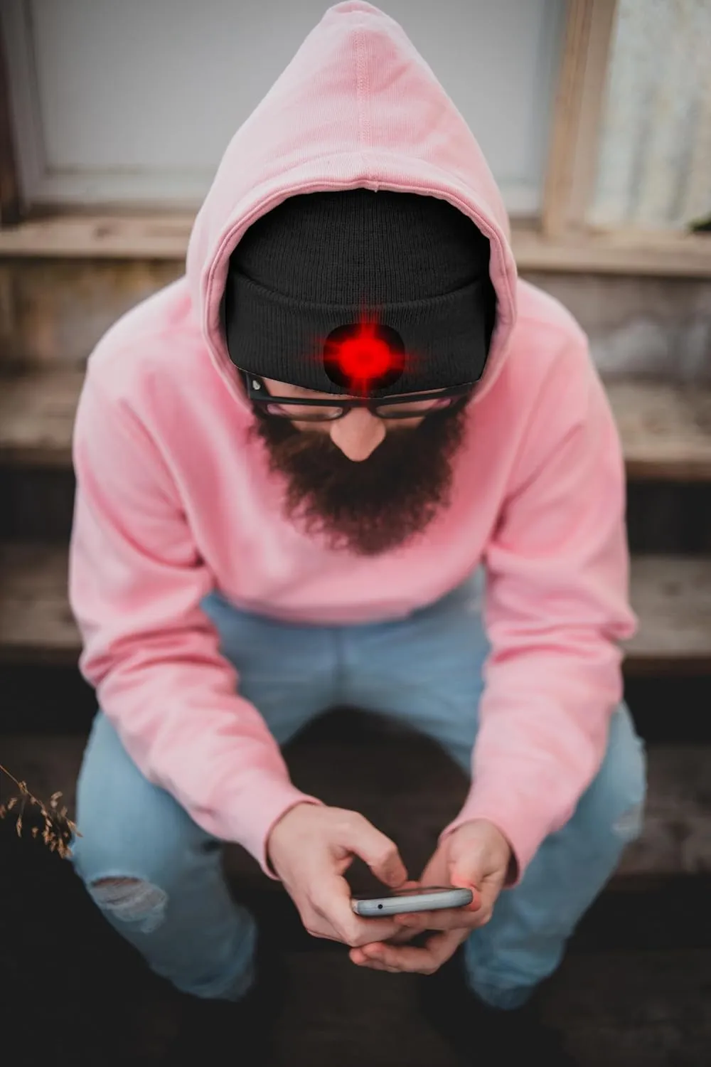 ATNKE LED Lighted Beanie Hat,USB Rechargeable 8 LED Red Glow Flashing Alarm Running Headlamp Cap Gifts for Men and Women