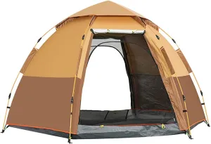 Automatic Tent 3-4 Person Ultralight Instant Family Camping Tent-Dome Double Layer Hexagonal Pop Up Tent Waterproof Sun Shelter with Carry Bag for Outdoor Sports Camping Hiking Travel