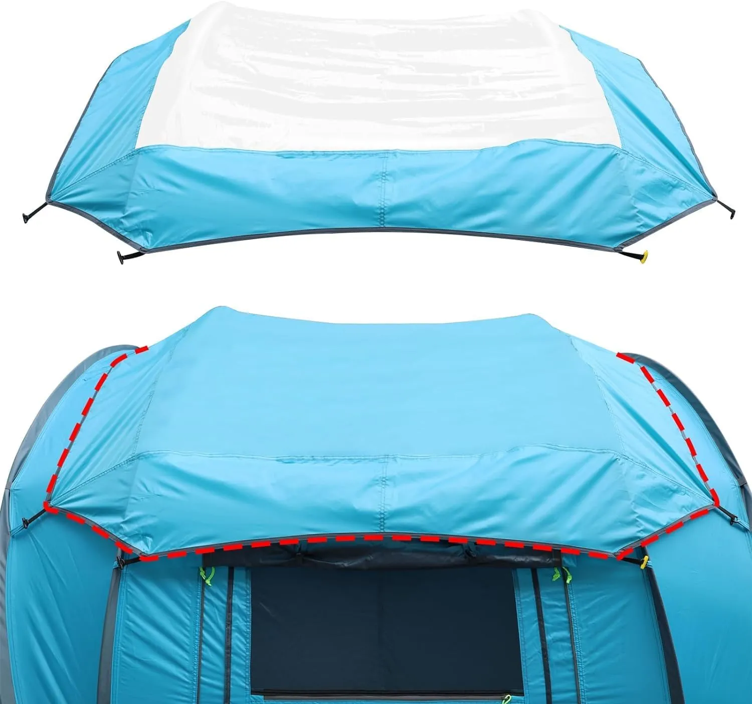 AYAMAYA Pop Up Tent with Transparent PVC Rain Tarp, Clear Part of Camping Tarp Over Tent 3.7 * 3.4ft