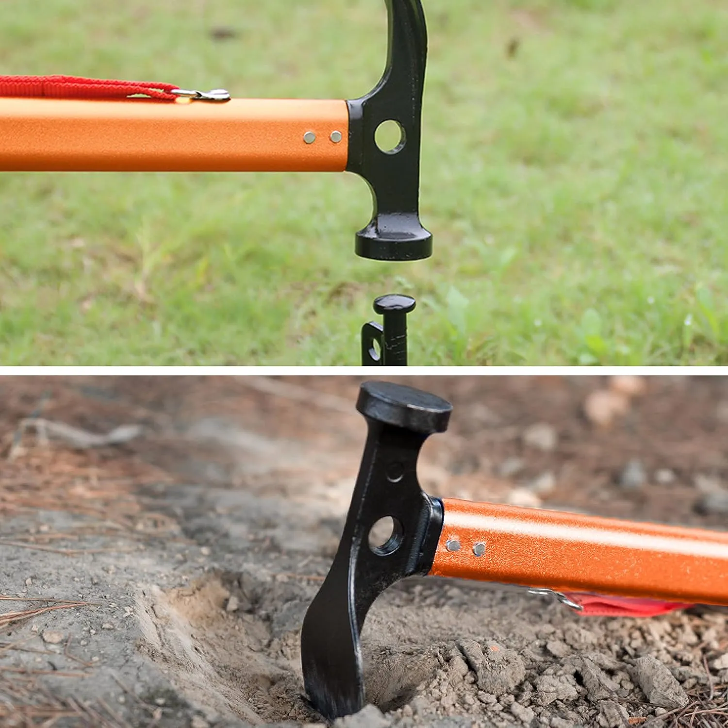 Azarxis Tent Stake Mallet Tark Peg Puller Hammer Nail Remover for Outdoor Camping Gardening Backpacking Hiking Lightweight Portable with Carry Bag (Red - Carbon Steel Head   Aluminum Handle)