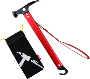 Azarxis Tent Stake Mallet Tark Peg Puller Hammer Nail Remover for Outdoor Camping Gardening Backpacking Hiking Lightweight Portable with Carry Bag (Red - Carbon Steel Head   Aluminum Handle)