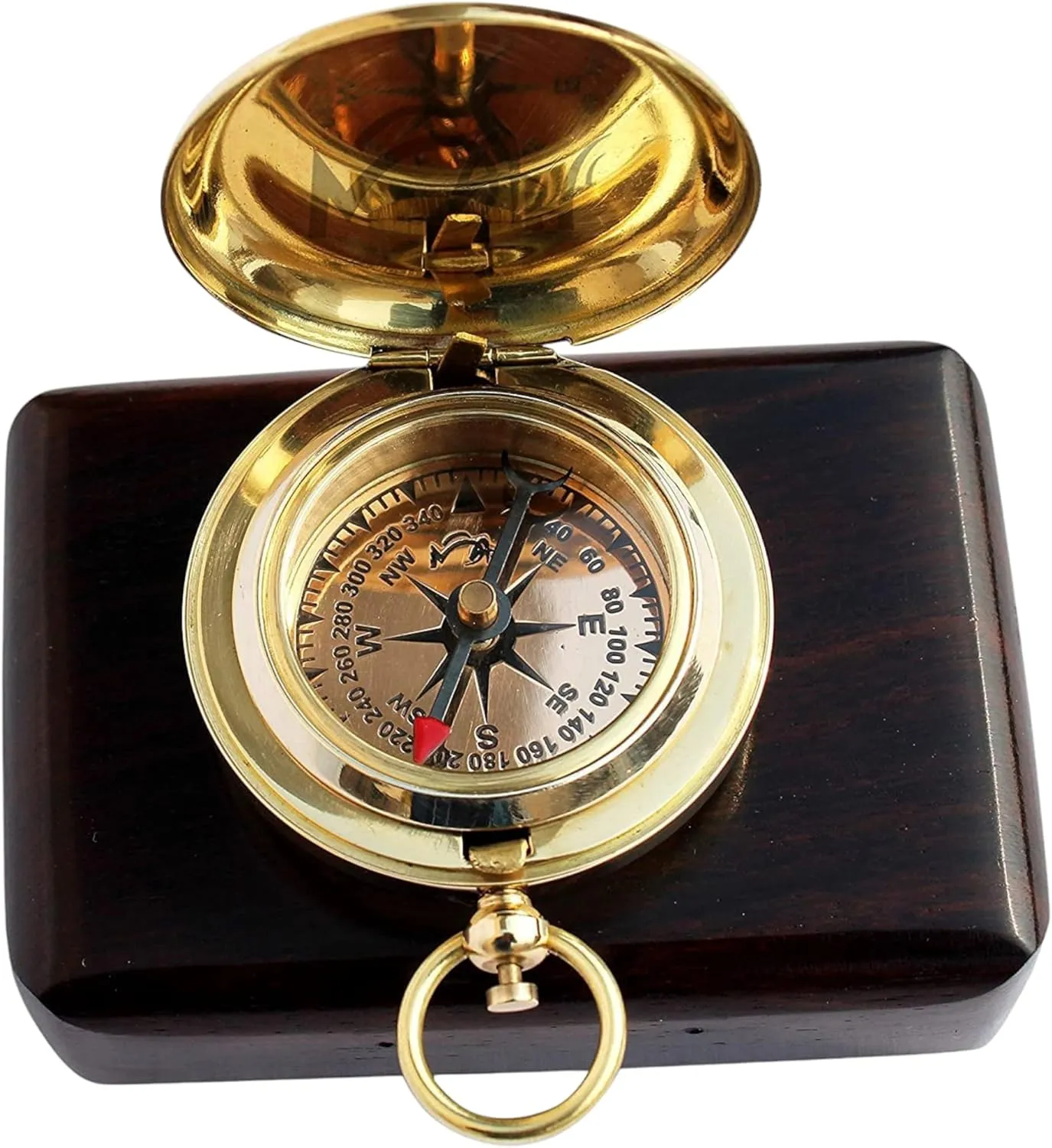Backpacking Navigation Handmade Brass Personalize Compass for Best Man Get Well Hiking Camping Hunting Trekking Sailing Adventure Travelling Graduation Day Birthday Gifts for Son Back to School