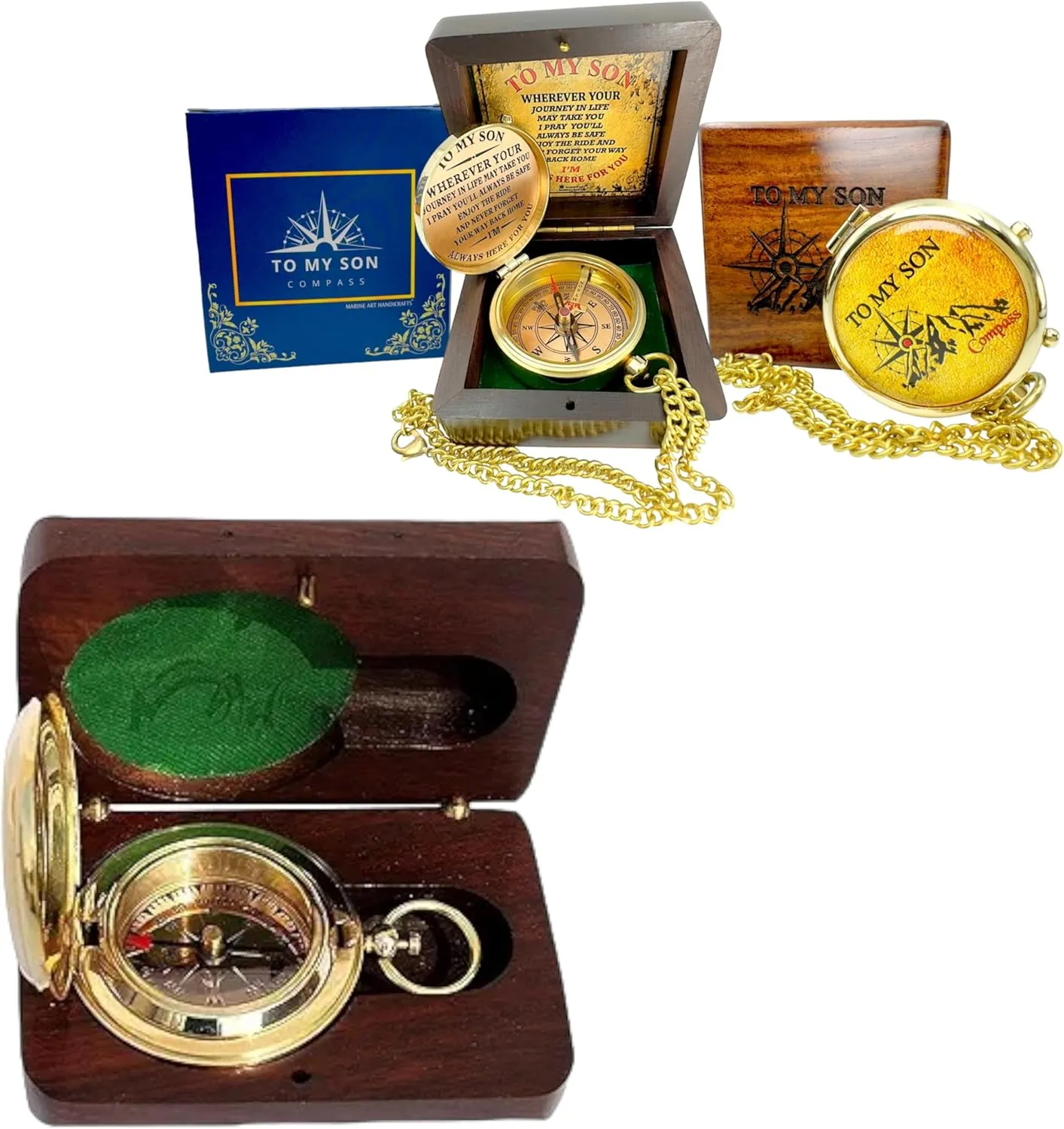 Backpacking Navigation Handmade Brass Personalize Compass for Best Man get Well Hiking Camping Hunting Trekking Sailing Adventure Travelling. Graduation Day Gifts for Son 2024 Back to School.