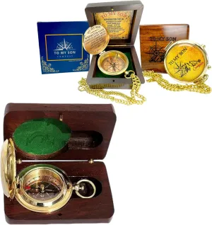 Backpacking Navigation Handmade Brass Personalize Compass for Best Man get Well Hiking Camping Hunting Trekking Sailing Adventure Travelling. Graduation Day Gifts for Son 2024 Back to School.