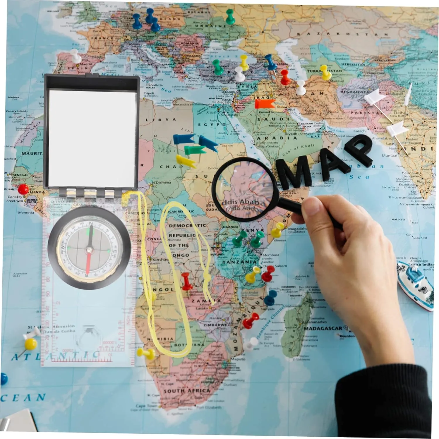 Balacoo Map Ruler Compass Directional Compass Hiking Function Outdoor Survival Compass Camp Surveying Measure