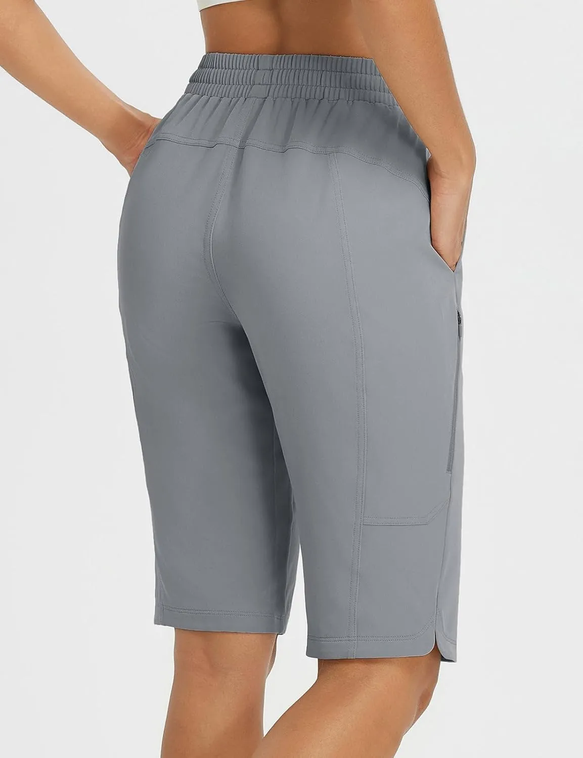 baleaf Women's 13'' Knee Length Hiking Shorts Quick Dry Water Resistant Lightweight Bermuda with Pockets
