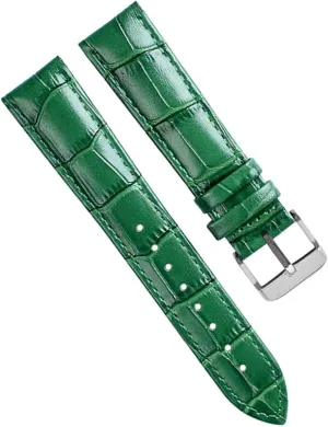 Bamboo Pattern Soft Cowhide Leather Watch Strap With Butterfly Buckle Ostrich Green Mens Watchband Bracelet