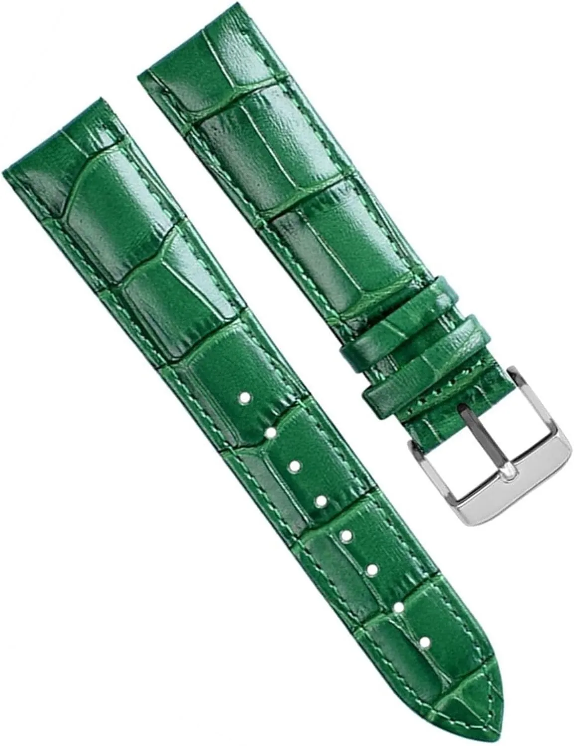 Bamboo Pattern Soft Cowhide Leather Watch Strap With Butterfly Buckle Ostrich Green Mens Watchband Bracelet