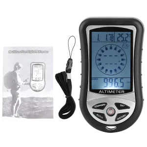 Barometer Altimeter Compass, Multifunction Digital Altimeter, Portable Compass for Hiking Mountaineering