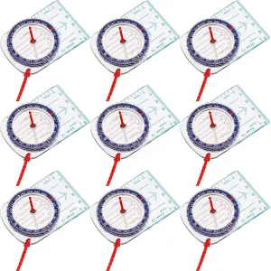 BBTO 9 Pieces Orienteering Compass Hiking Backpacking Camping Compass Map Reading Outdoor Waterproof Compass for Scout Men Women