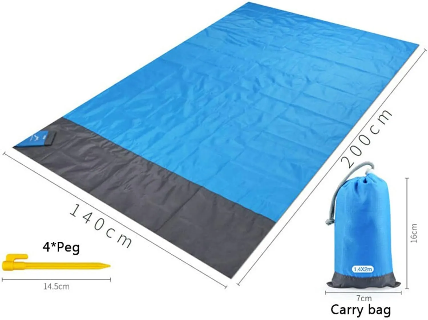 Beach Blankets 200x210cm Pocket Picnic Waterproof Beach Mat Sand Free Blanket Camping Outdoor Tent Folding Cover Bedding(Orange)