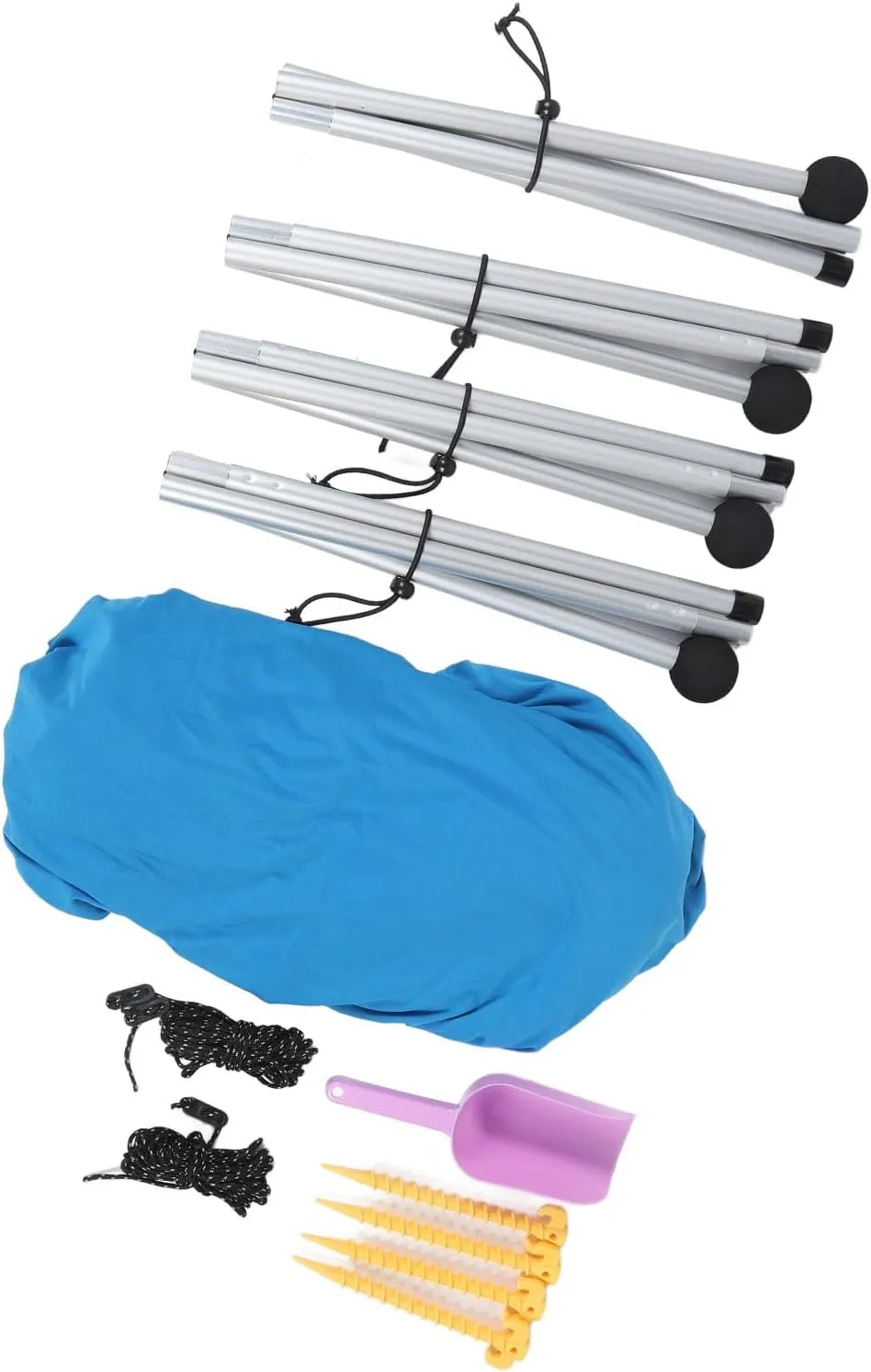Beach Canopy, Beach Tent Sun Shelter 4 Poles Windproof with Carry Bag for Picnics (210 * 200 * 150CM)