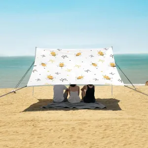 Beach Shade Tent with UPF50  UV Protection,Bee Cartoons and Ribbon Bows Lightweight Camping Sun Shelter for Outdoor,Camping Trips, Fishing, Backyard,Picnics,Easy Set Up and Carry 9x10.5 FT