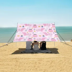 Beach Shade Tent with UPF50  UV Protection,Cartoon Cute Capybara Animal Lightweight Camping Sun Shelter for Outdoor,Camping Trips, Fishing, Backyard,Picnics,Easy Set Up and Carry 9x10.5 FT