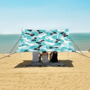 Beach Shade Tent with UPF50  UV Protection,Chess Battlefield Blue Lightweight Camping Sun Shelter for Outdoor,Camping Trips, Fishing, Backyard,Picnics,Easy Set Up and Carry 9x10.5 FT