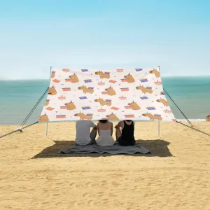 Beach Shade Tent with UPF50  UV Protection,Cute Capybaras Birthday Lightweight Camping Sun Shelter for Outdoor,Camping Trips, Fishing, Backyard,Picnics,Easy Set Up and Carry 9x10.5 FT