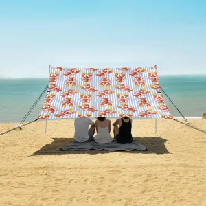 Beach Shade Tent with UPF50  UV Protection,Cute Pink Bows with Lobster Lightweight Camping Sun Shelter for Outdoor,Camping Trips, Fishing, Backyard,Picnics,Easy Set Up and Carry 9x10.5 FT