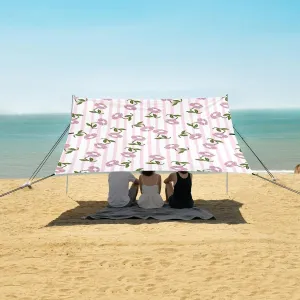 Beach Shade Tent with UPF50  UV Protection,Cute Stylized Flowers Pattern Lightweight Camping Sun Shelter for Outdoor,Camping Trips, Fishing, Backyard,Picnics,Easy Set Up and Carry 9x10.5 FT