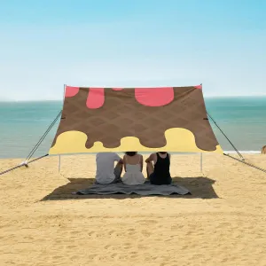 Beach Shade Tent with UPF50  UV Protection,Ice Cream Chocolate Wafer Lightweight Camping Sun Shelter for Outdoor,Camping Trips, Fishing, Backyard,Picnics,Easy Set Up and Carry 9x10.5 FT