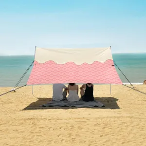 Beach Shade Tent with UPF50  UV Protection,Ice Cream Pink Wafer Lightweight Camping Sun Shelter for Outdoor,Camping Trips, Fishing, Backyard,Picnics,Easy Set Up and Carry 9x10.5 FT