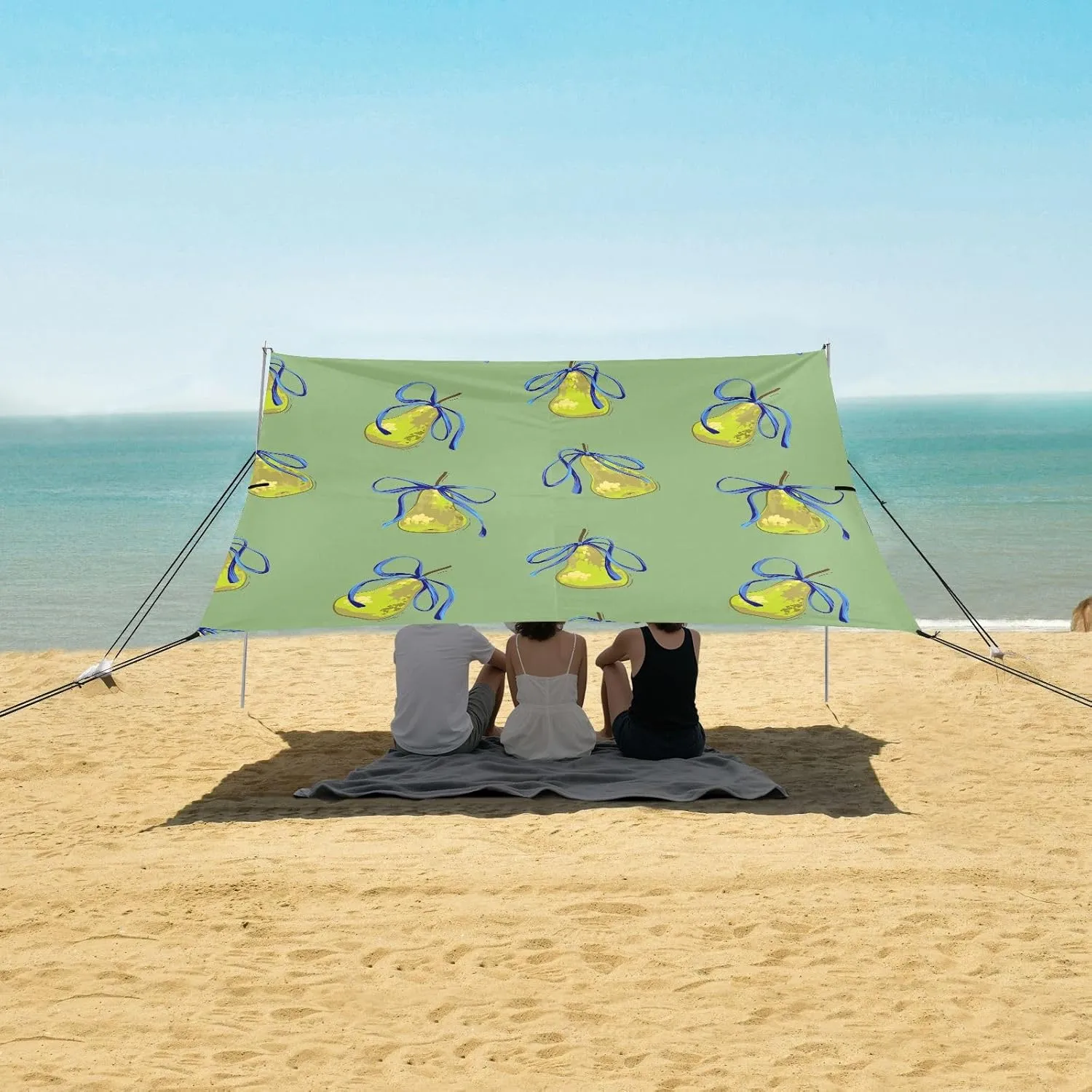 Beach Shade Tent with UPF50  UV Protection,Juicy Pears with Bow Lightweight Camping Sun Shelter for Outdoor,Camping Trips, Fishing, Backyard,Picnics,Easy Set Up and Carry 9x10.5 FT