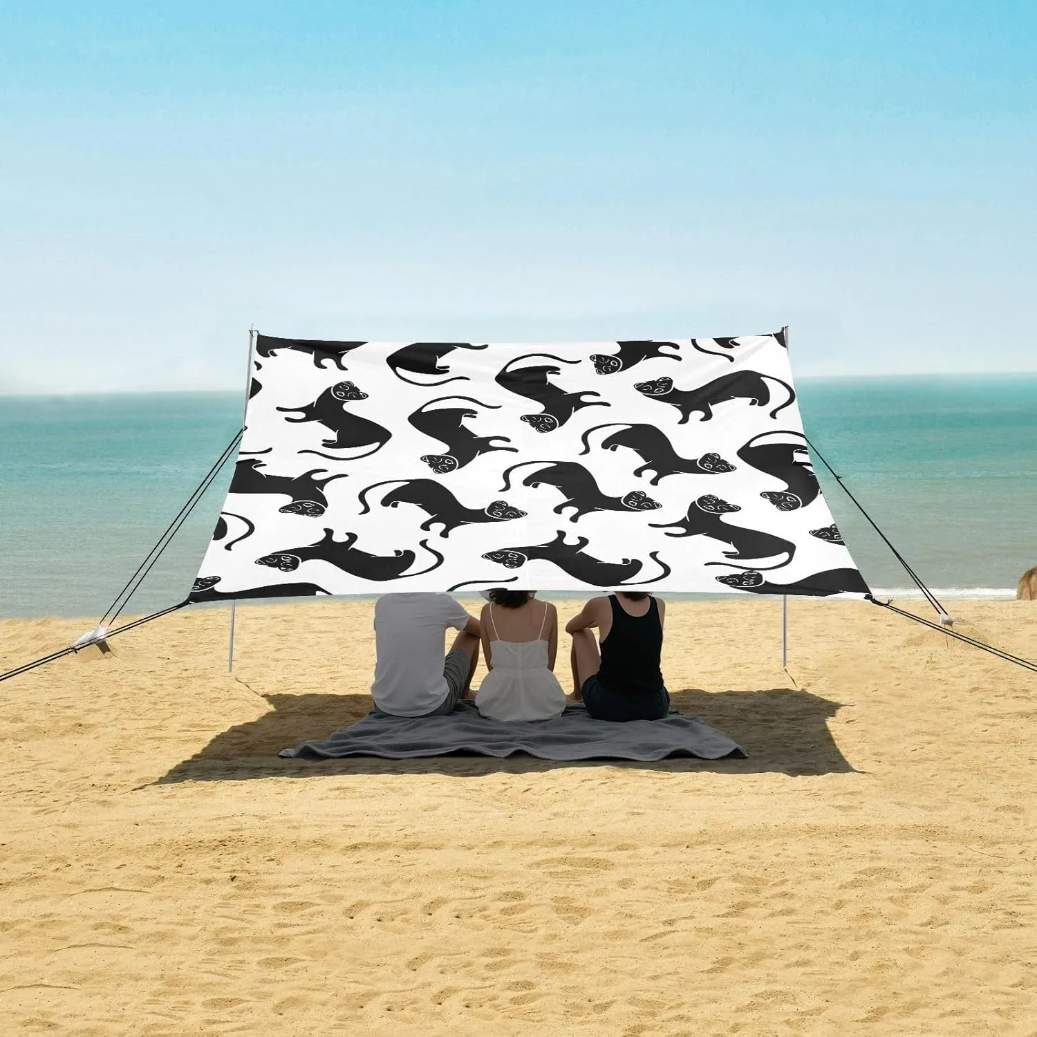 Beach Shade Tent with UPF50  UV Protection,Pattern with Ferrets Lightweight Camping Sun Shelter for Outdoor,Camping Trips, Fishing, Backyard,Picnics,Easy Set Up and Carry 9x10.5 FT