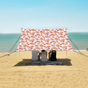 Beach Shade Tent with UPF50  UV Protection,Red Strawberry Ice Cream Lightweight Camping Sun Shelter for Outdoor,Camping Trips, Fishing, Backyard,Picnics,Easy Set Up and Carry 9x10.5 FT
