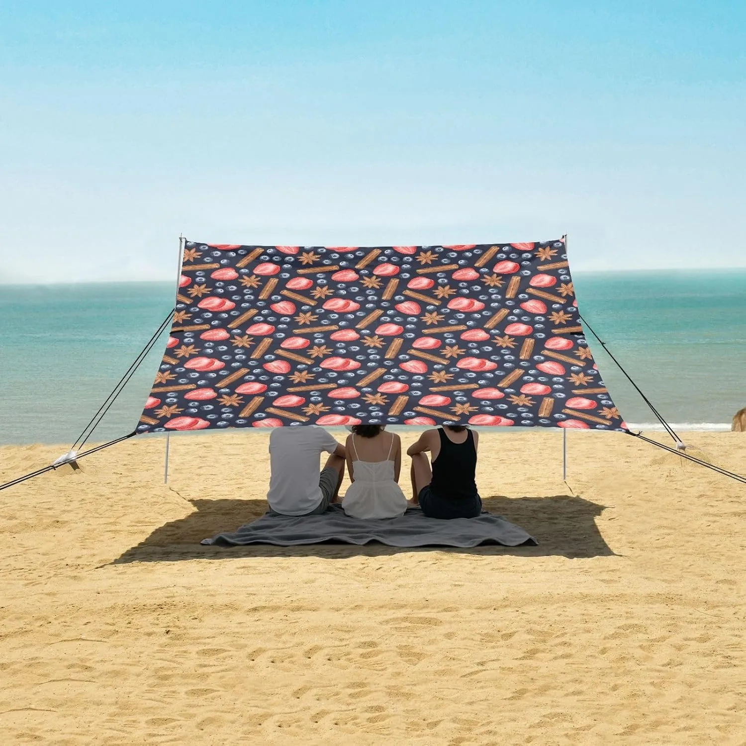 Beach Shade Tent with UPF50  UV Protection,Strawberry Cinnamon Sticks Lightweight Camping Sun Shelter for Outdoor,Camping Trips, Fishing, Backyard,Picnics,Easy Set Up and Carry 9x10.5 FT