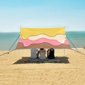 Beach Shade Tent with UPF50  UV Protection,Strawberry Ice Cream Lightweight Camping Sun Shelter for Outdoor,Camping Trips, Fishing, Backyard,Picnics,Easy Set Up and Carry 9x10.5 FT